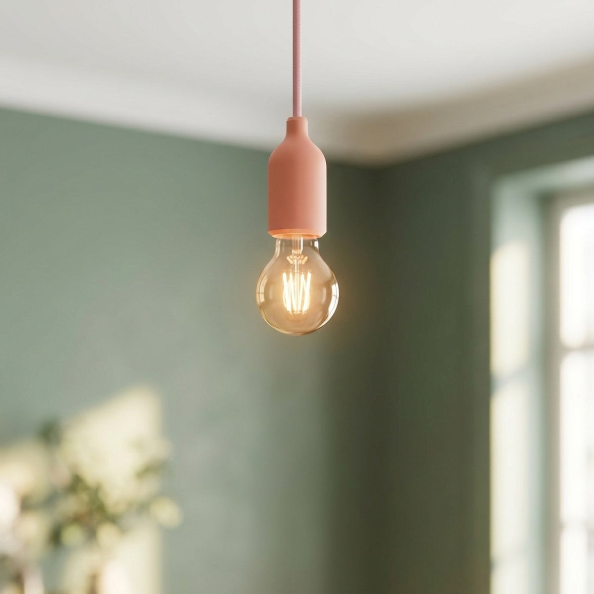 Douille E27 en silicone avec serre-câble dissimulé — Saumon