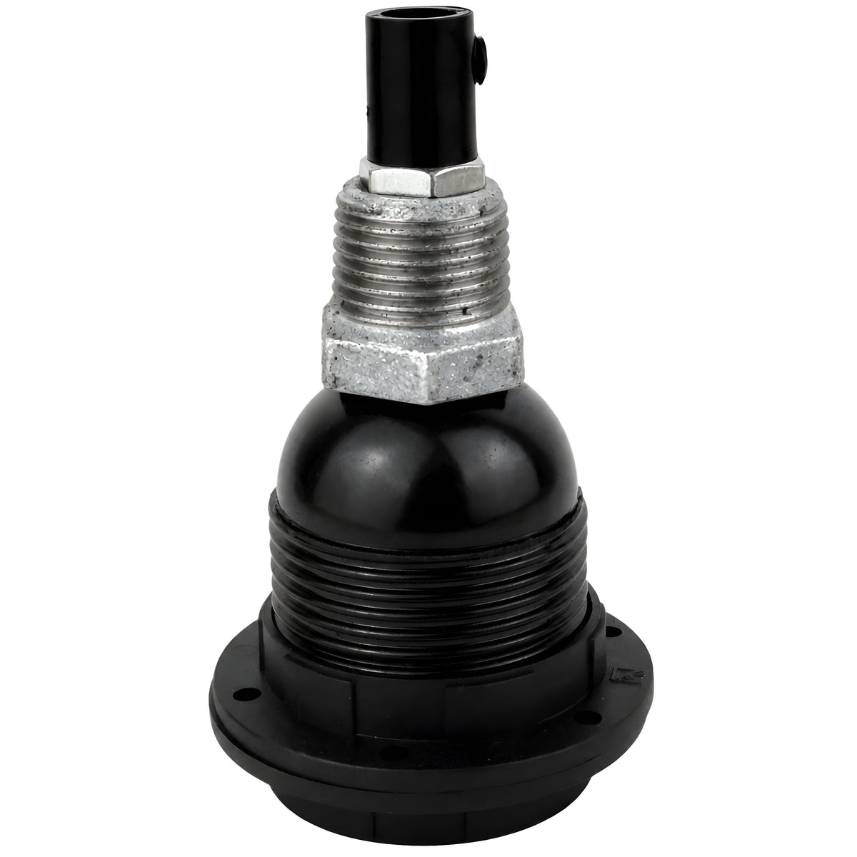 Kit douille E27 bakélite à bagues sur raccord 1/2'' (15x21mm) mâle en fonte galvanisée