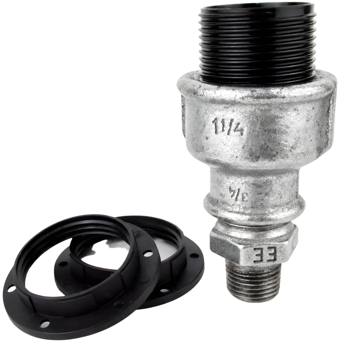 Kit douille E27 bakélite sur raccord 1/2'' (15x21mm) mâle en fonte galvanisée