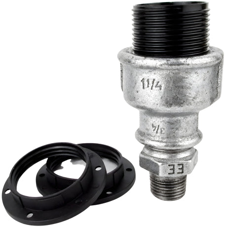 Kit douille E27 bakélite sur raccord 1/2'' (15x21mm) mâle en fonte galvanisée