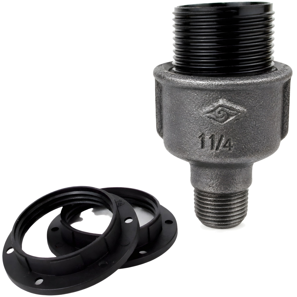 Kit douille E27 bakélite sur raccord 1/2'' (15x21mm) mâle en fonte noire Eco