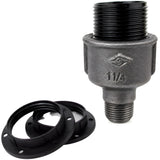Kit douille E27 bakélite sur raccord 1/2'' (15x21mm) mâle en fonte noire Eco
