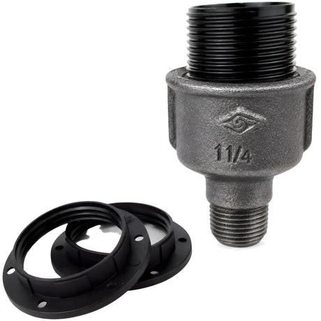 Kit douille E27 bakélite sur raccord 1/2'' (15x21mm) mâle en fonte noire Eco