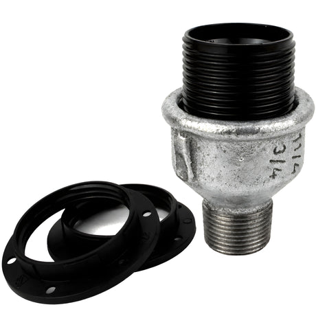 Kit douille E27 bakélite sur raccord mâle en fonte galvanisée