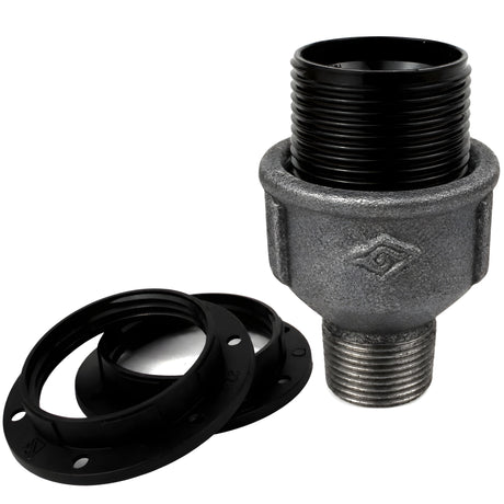 Kit douille E27 bakélite sur raccord mâle en fonte noire Eco