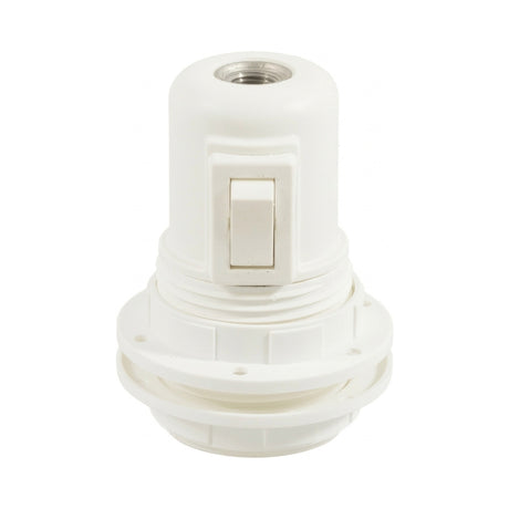Douille E27 thermoplastique double bague et interrupteur — Blanc