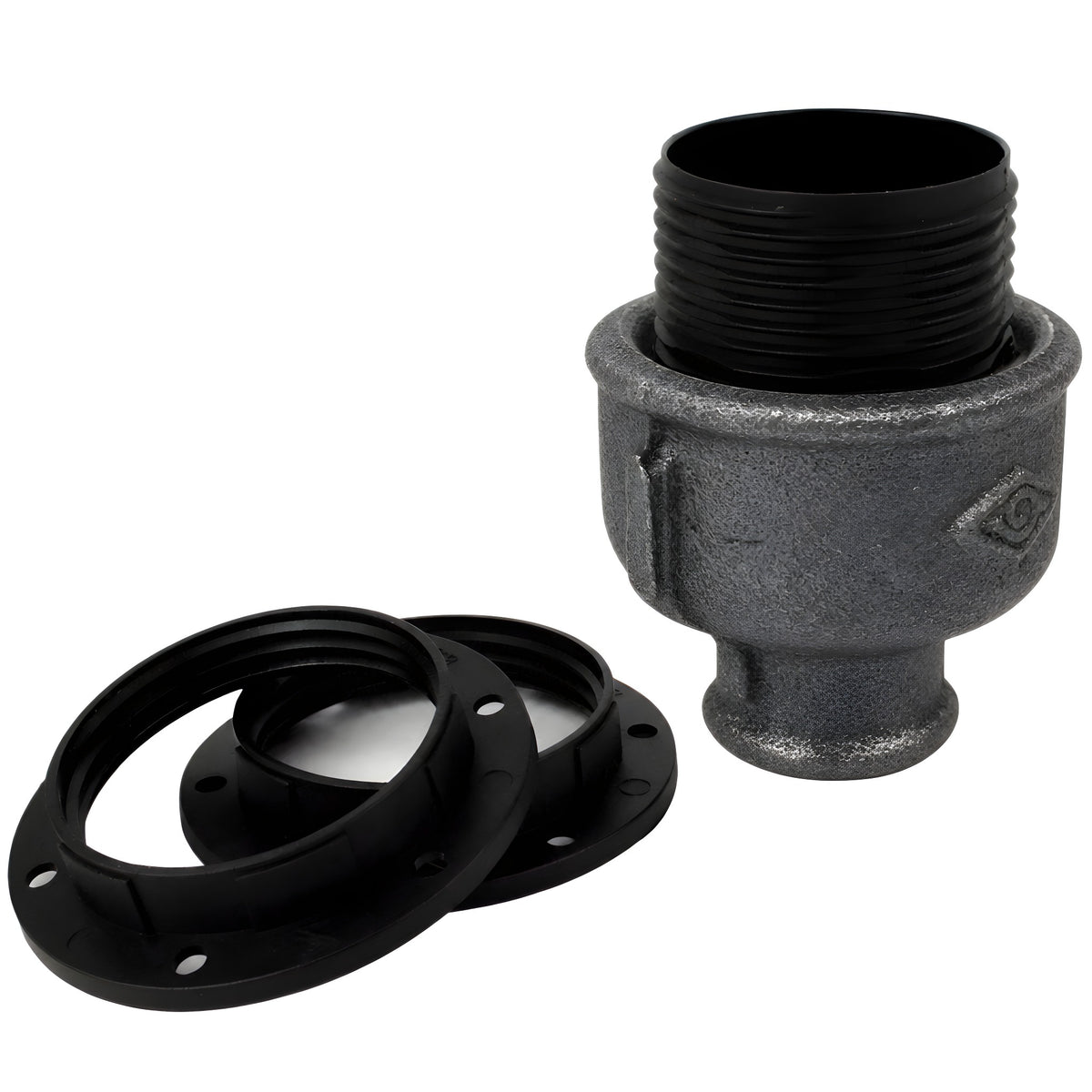 Kit douille E27 thermoplastique sur raccord 1/2'' (15x21mm) femelle en fonte noire Eco
