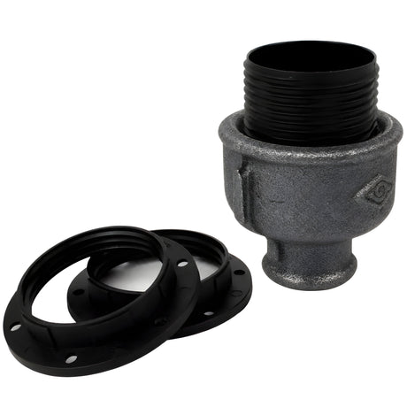 Kit douille E27 thermoplastique sur raccord 1/2'' (15x21mm) femelle en fonte noire Eco