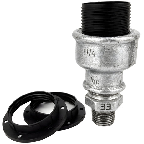 Kit douille E27 thermoplastique sur raccord 1/2'' (15x21mm) mâle en fonte galvanisée
