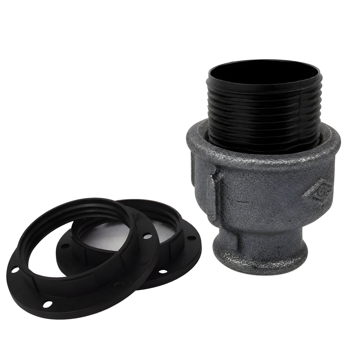 Kit douille E27 thermoplastique sur raccord femelle en fonte noire Eco