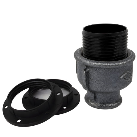 Kit douille E27 thermoplastique sur raccord femelle en fonte noire Eco