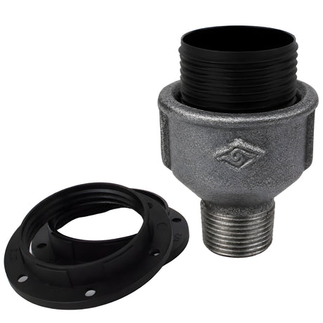 Kit douille E27 thermoplastique sur raccord mâle en fonte noire Eco
