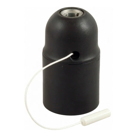 Douille E27 en thermoplastique avec interrupteur à tirette — Noir