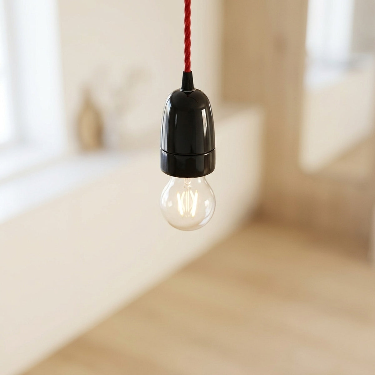 Douille E40 en porcelaine — Noir