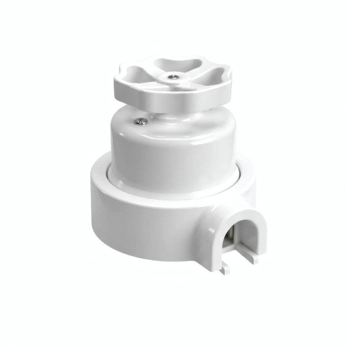 Kit interrupteur va-et-vient à bouton et socle en porcelaine — Blanc / Blanc / 1 sortie