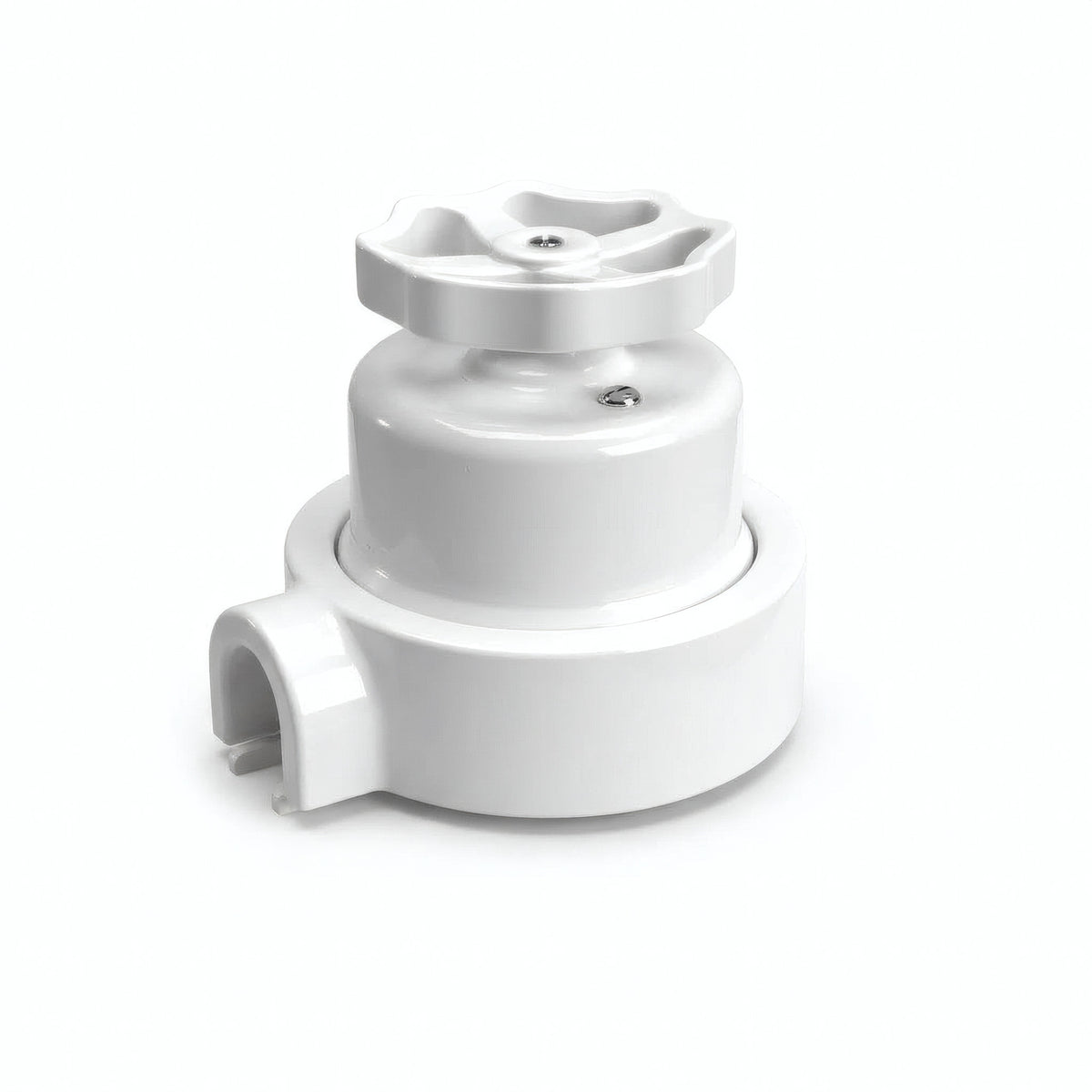 Kit interrupteur va-et-vient à bouton et socle en porcelaine — Blanc / Blanc / 1 sortie