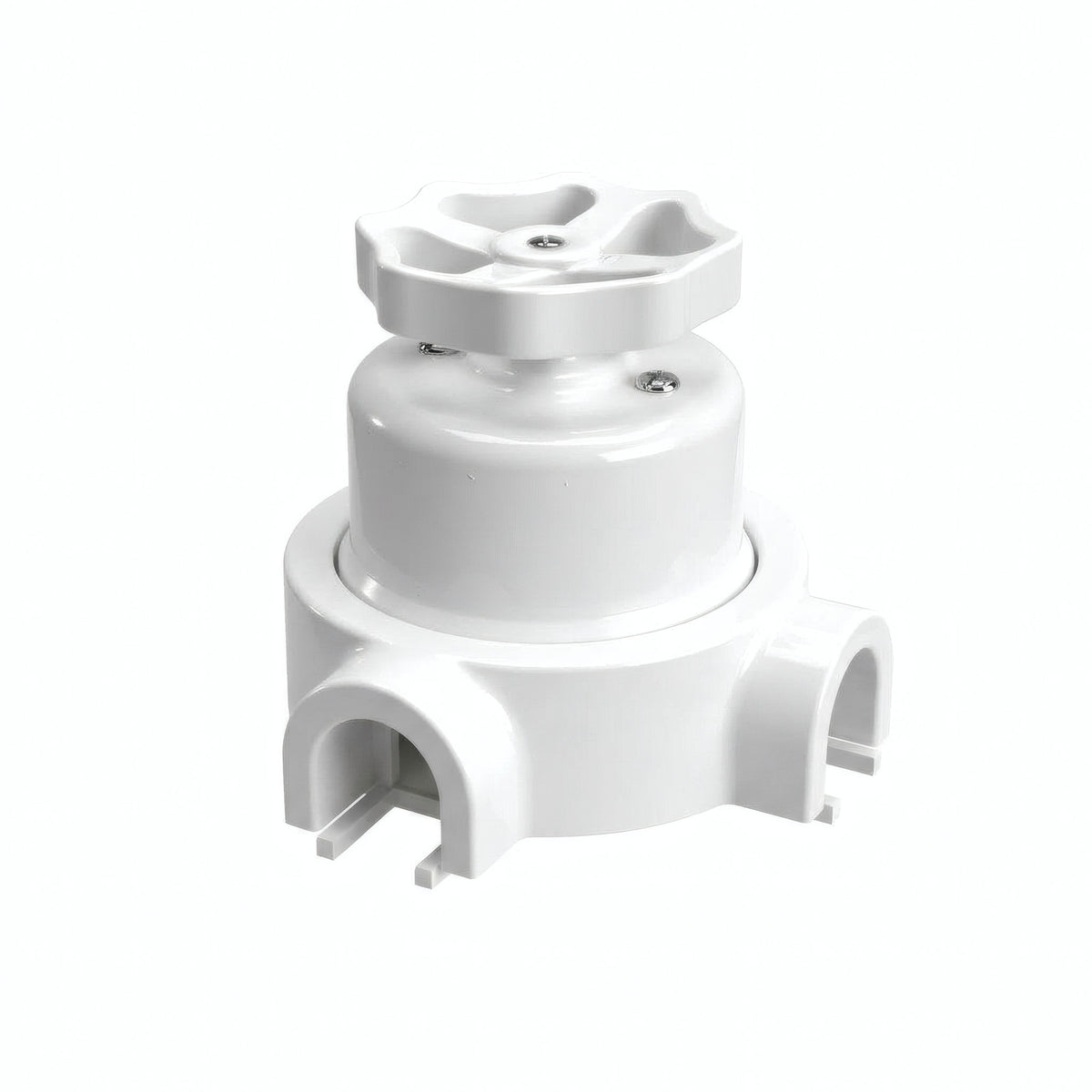 Kit interrupteur va-et-vient à bouton et socle en porcelaine — Blanc / Blanc / 2 sorties