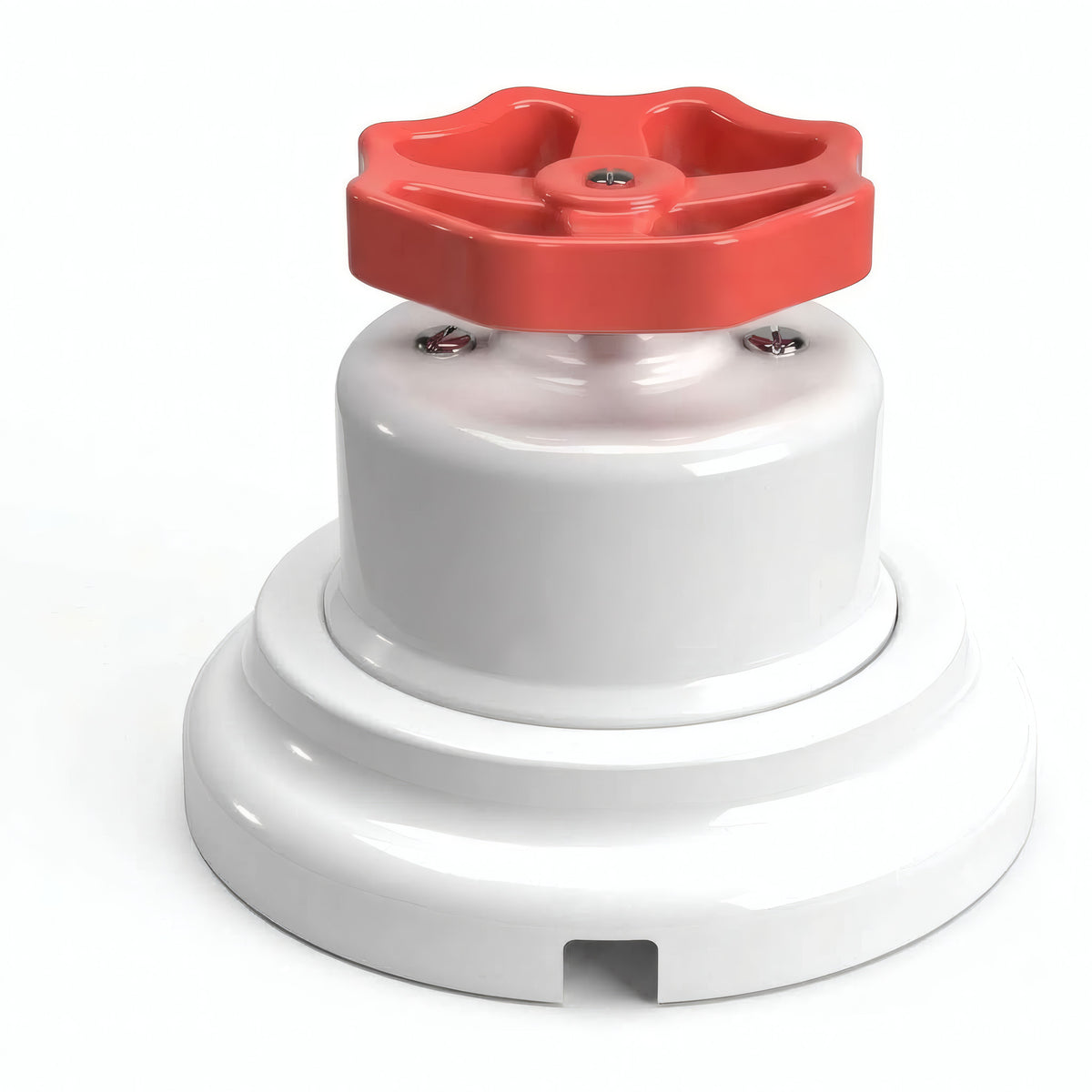 Kit interrupteur va-et-vient à bouton et socle en porcelaine — Blanc / Rouge / Plat Ø 100 mm