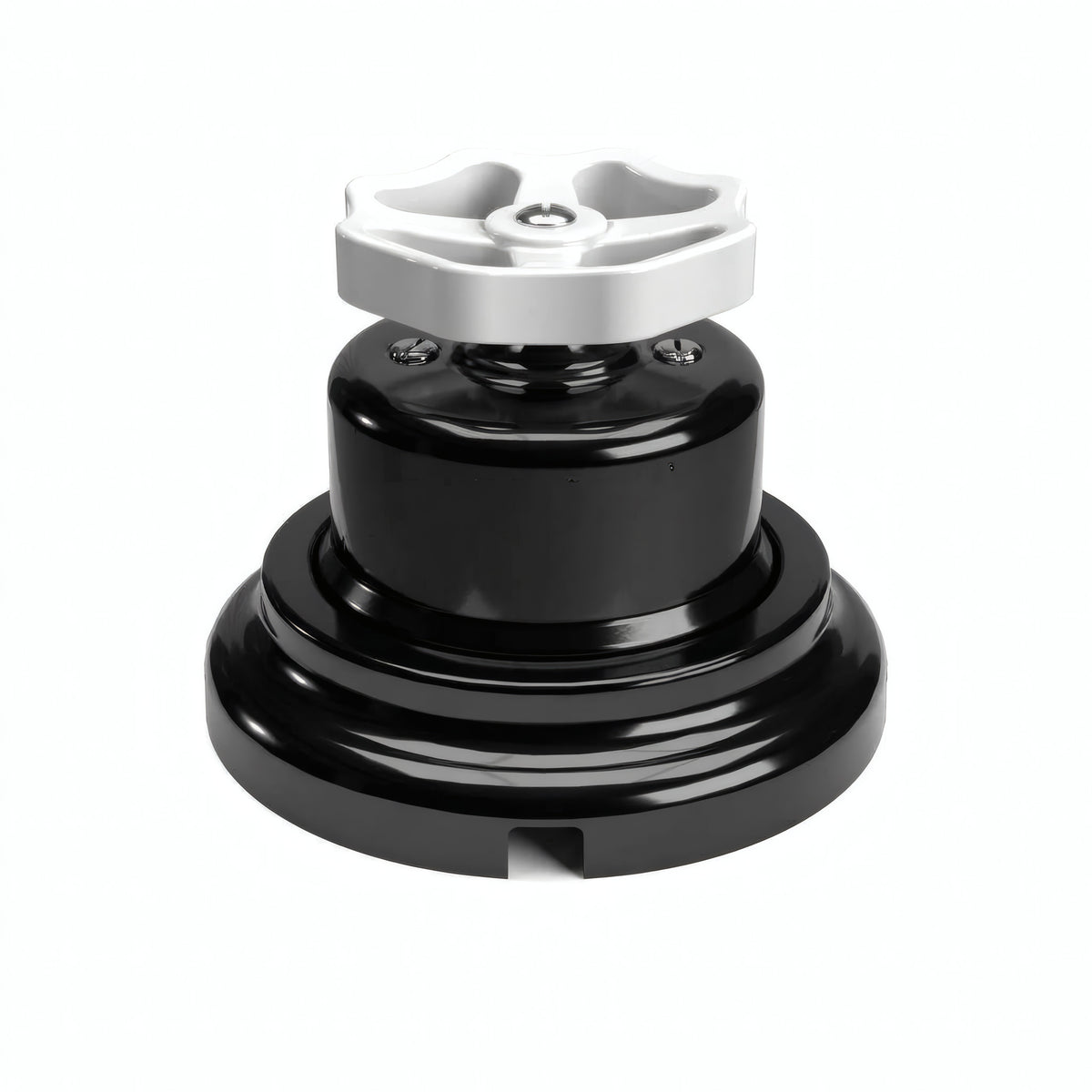 Kit interrupteur va-et-vient à bouton et socle en porcelaine — Noir / Blanc / Plat Ø 100 mm