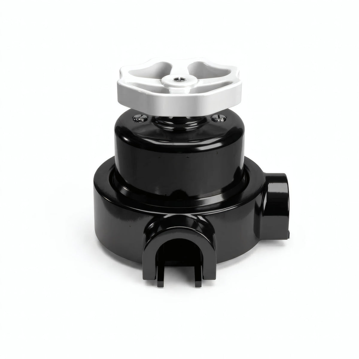Kit interrupteur va-et-vient à bouton et socle en porcelaine — Noir / Blanc / 2 sorties