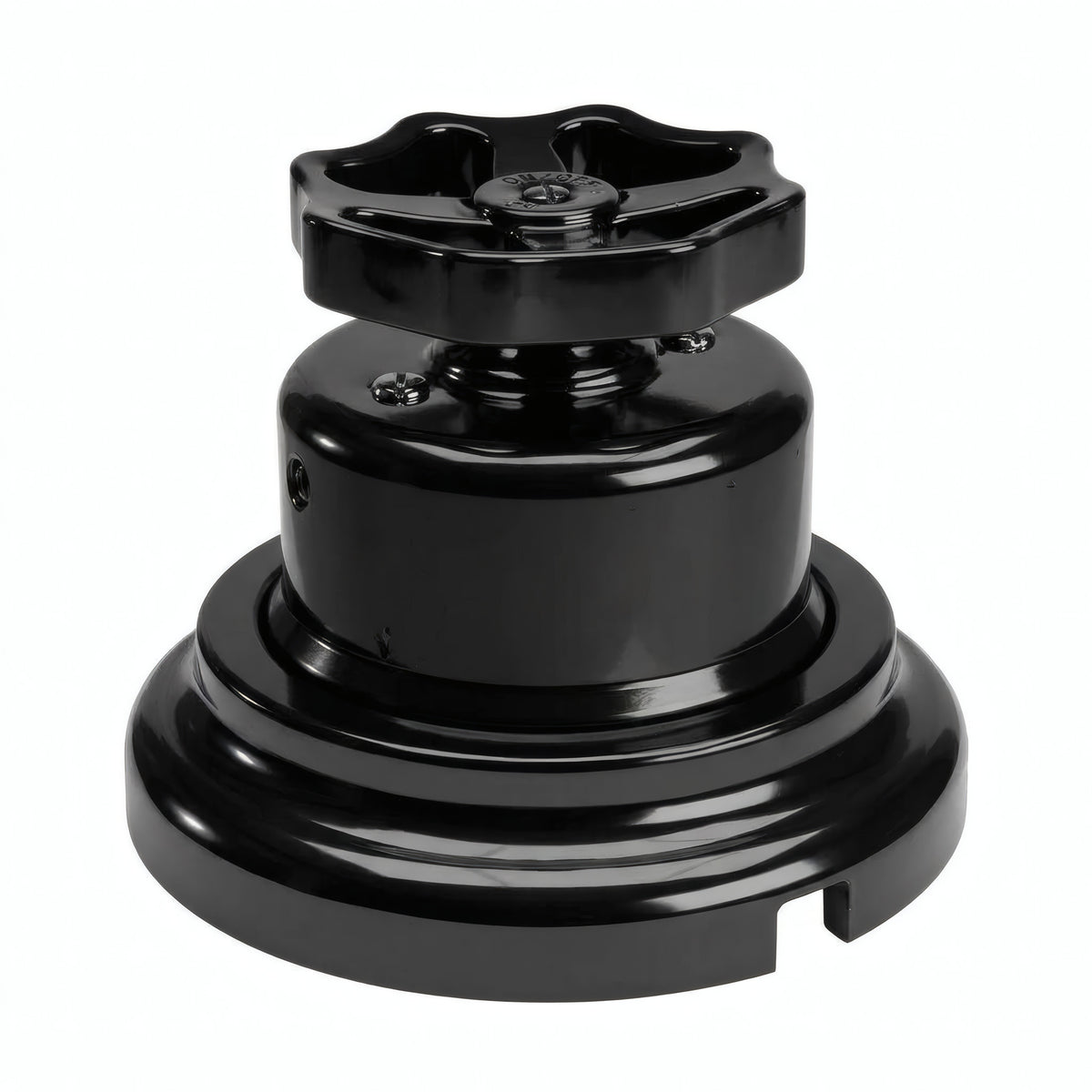 Kit interrupteur va-et-vient à bouton et socle en porcelaine — Noir / Noir / Plat Ø 100 mm