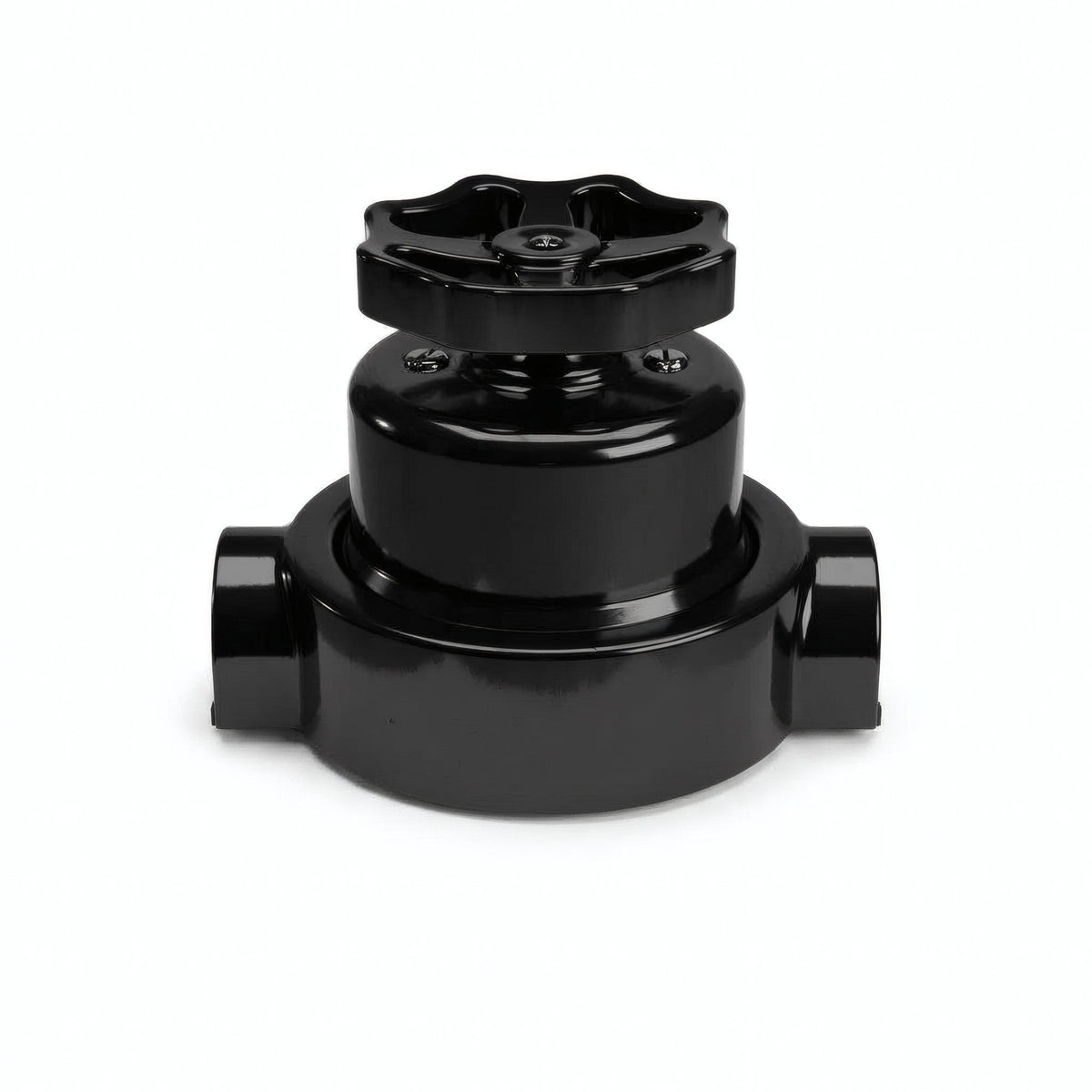 Kit interrupteur va-et-vient à bouton et socle en porcelaine — Noir / Noir / 2 sorties en ligne