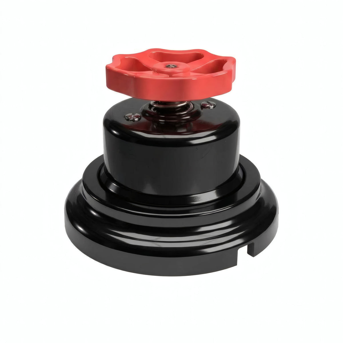 Kit interrupteur va-et-vient à bouton et socle en porcelaine — Noir / Rouge / Plat Ø 100 mm