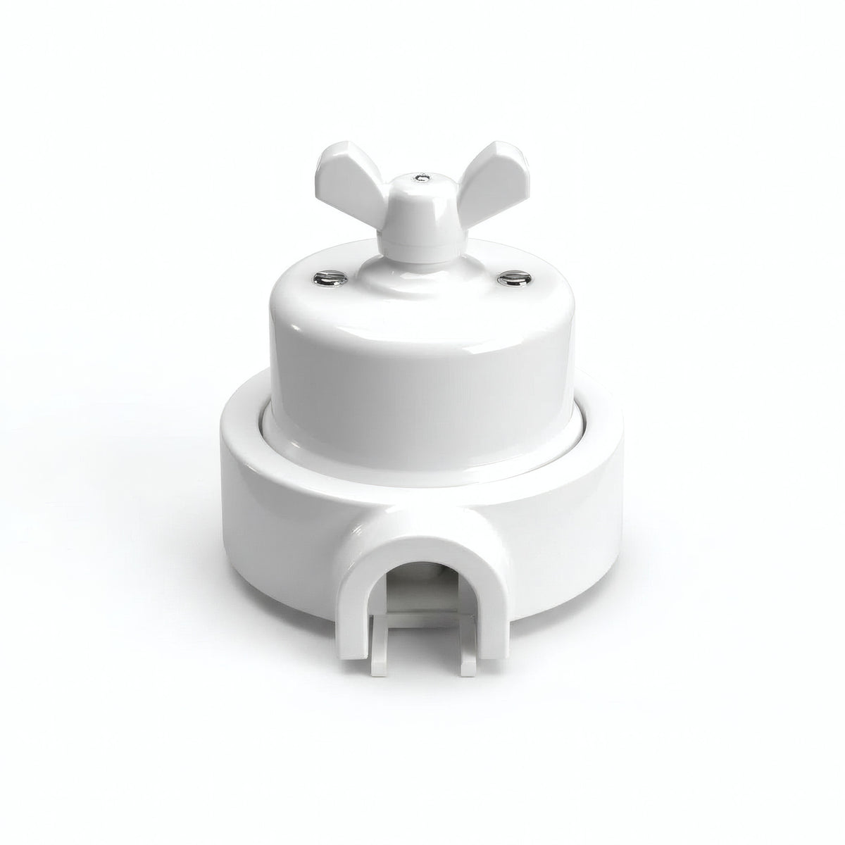 Kit va-et-vient à écrou papillon et socle en porcelaine — Blanc / Blanc / 1 sortie