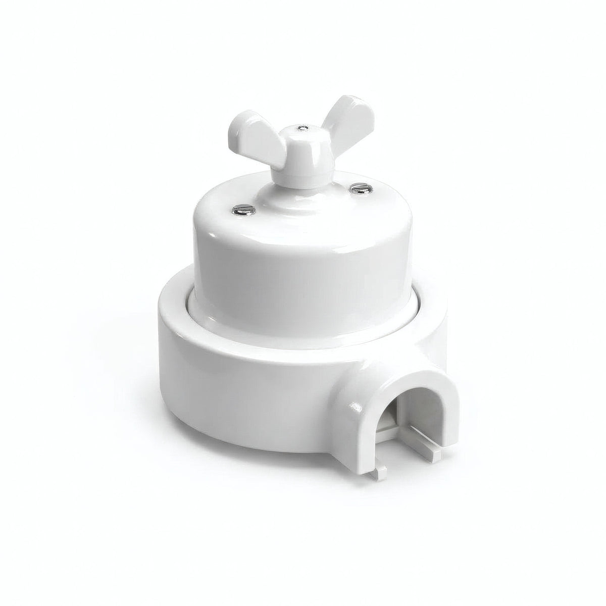 Kit va-et-vient à écrou papillon et socle en porcelaine — Blanc / Blanc / 1 sortie