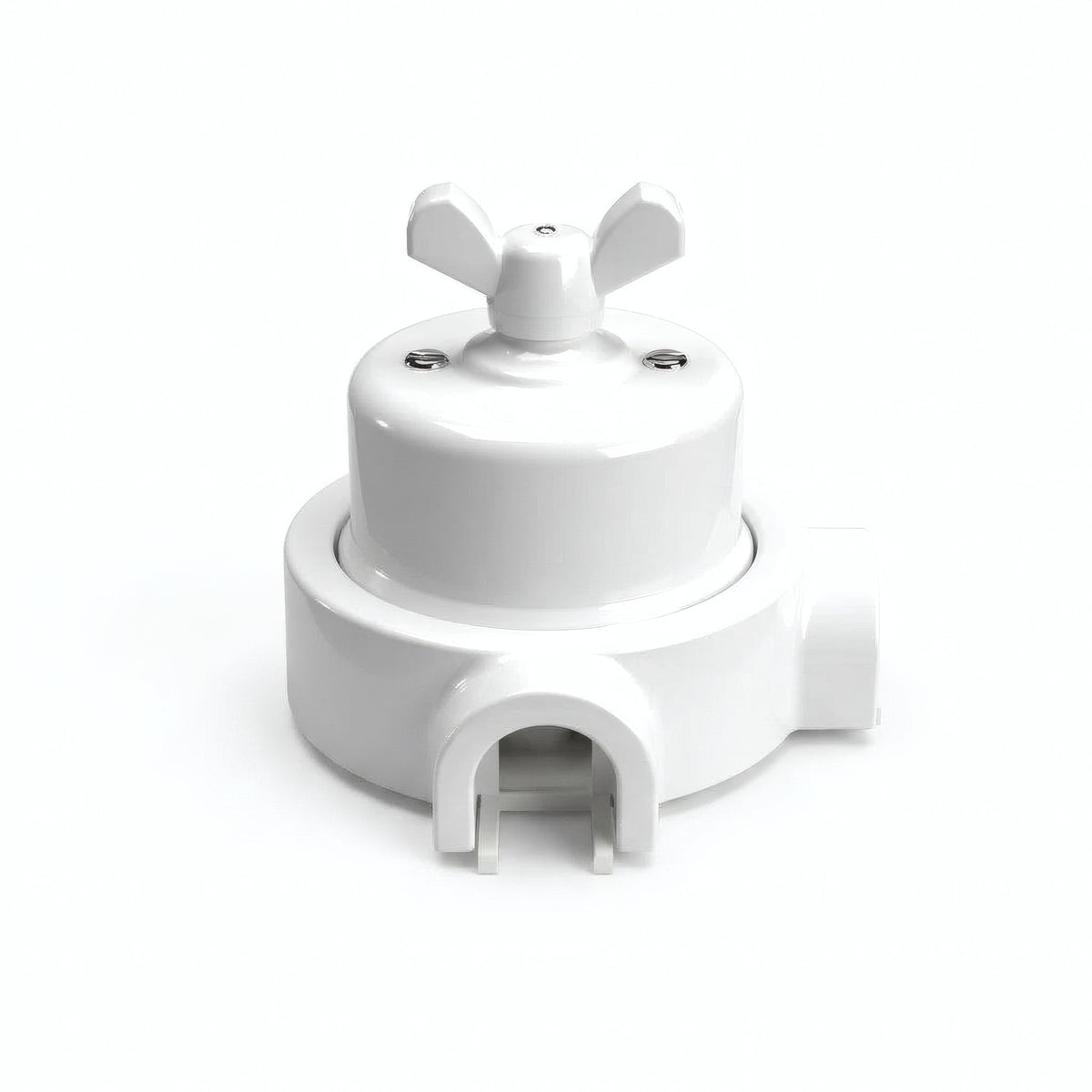 Kit va-et-vient à écrou papillon et socle en porcelaine — Blanc / Blanc / 2 sorties