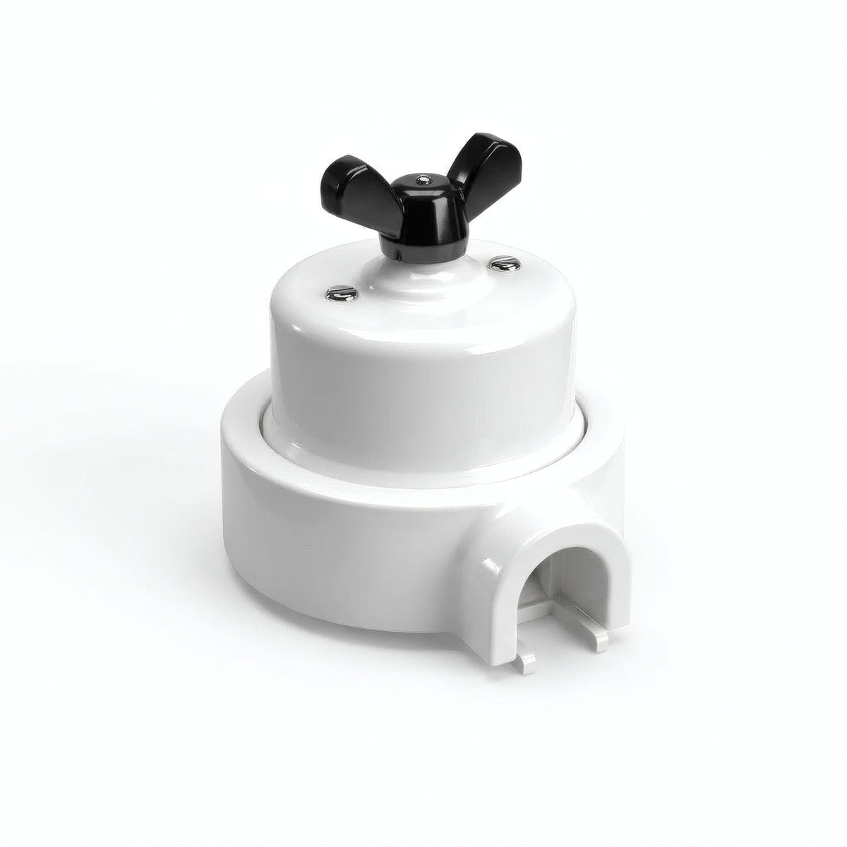 Kit va-et-vient à écrou papillon et socle en porcelaine — Blanc / Noir / 1 sortie