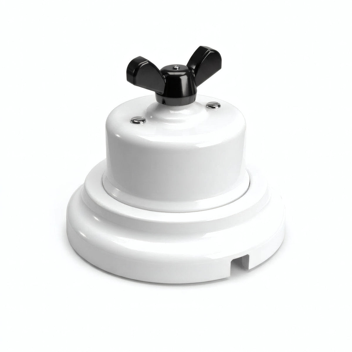 Kit va-et-vient à écrou papillon et socle en porcelaine — Blanc / Noir / Plat Ø 100 mm