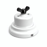 Kit va-et-vient à écrou papillon et socle en porcelaine — Blanc / Noir / Plat Ø 100 mm