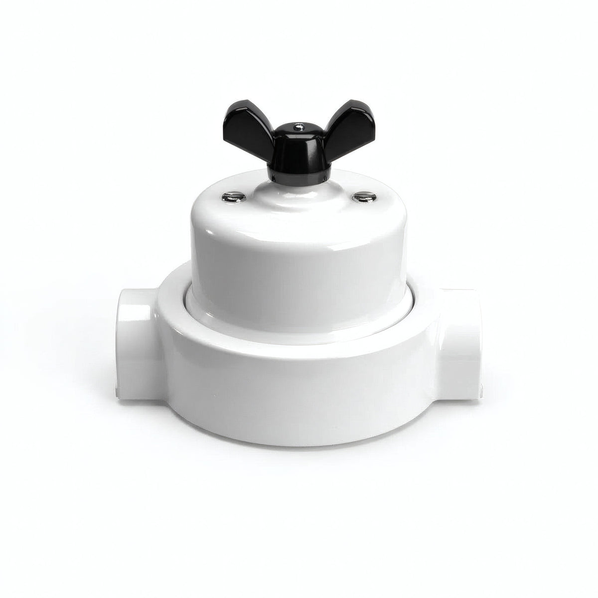 Kit va-et-vient à écrou papillon et socle en porcelaine — Blanc / Noir / 2 sorties en ligne