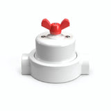 Kit va-et-vient à écrou papillon et socle en porcelaine — Blanc / Rouge / 2 sorties en ligne