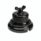Kit va-et-vient à écrou papillon et socle en porcelaine — Noir / Noir / Plat Ø 100 mm