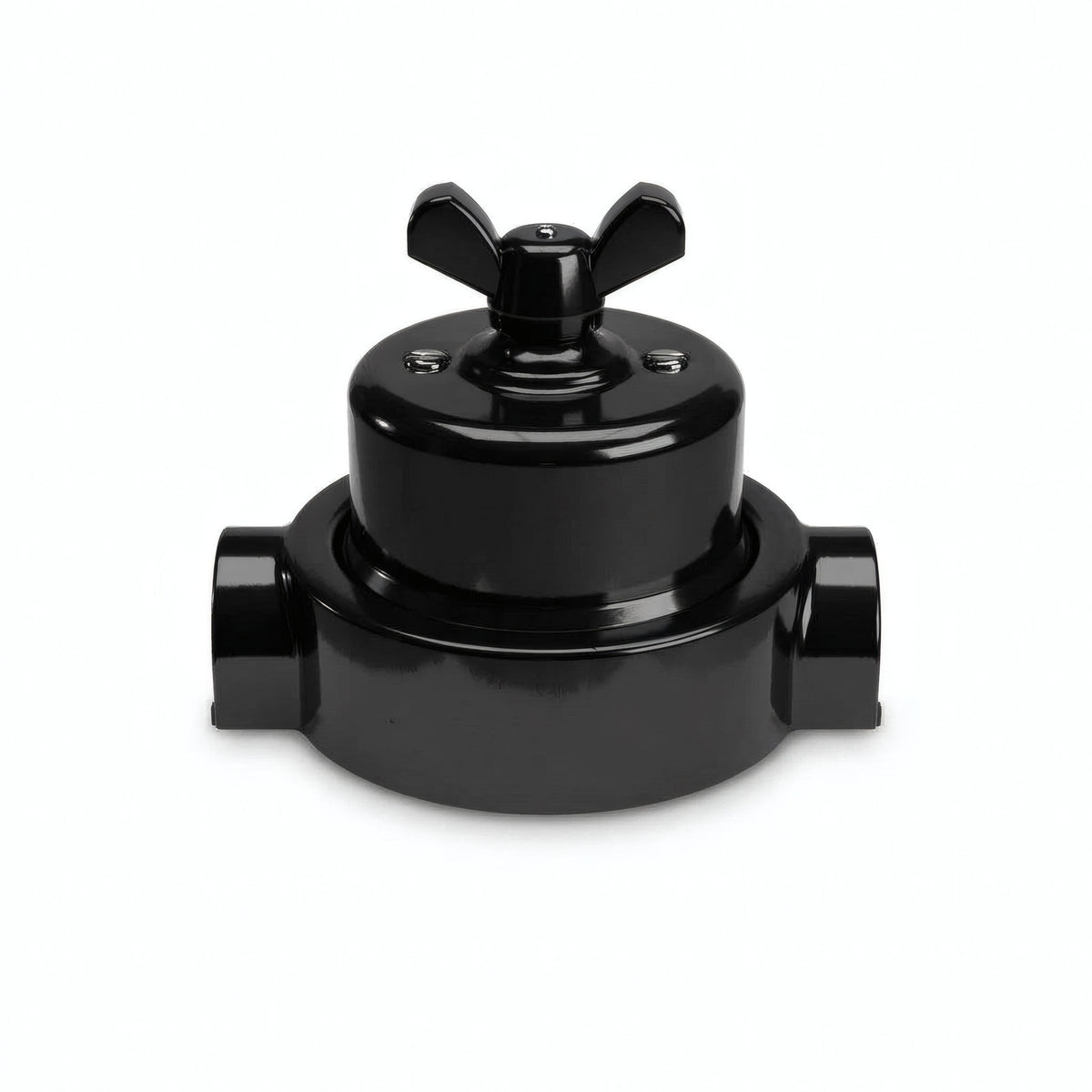 Kit va-et-vient à écrou papillon et socle en porcelaine — Noir / Noir / 2 sorties en ligne
