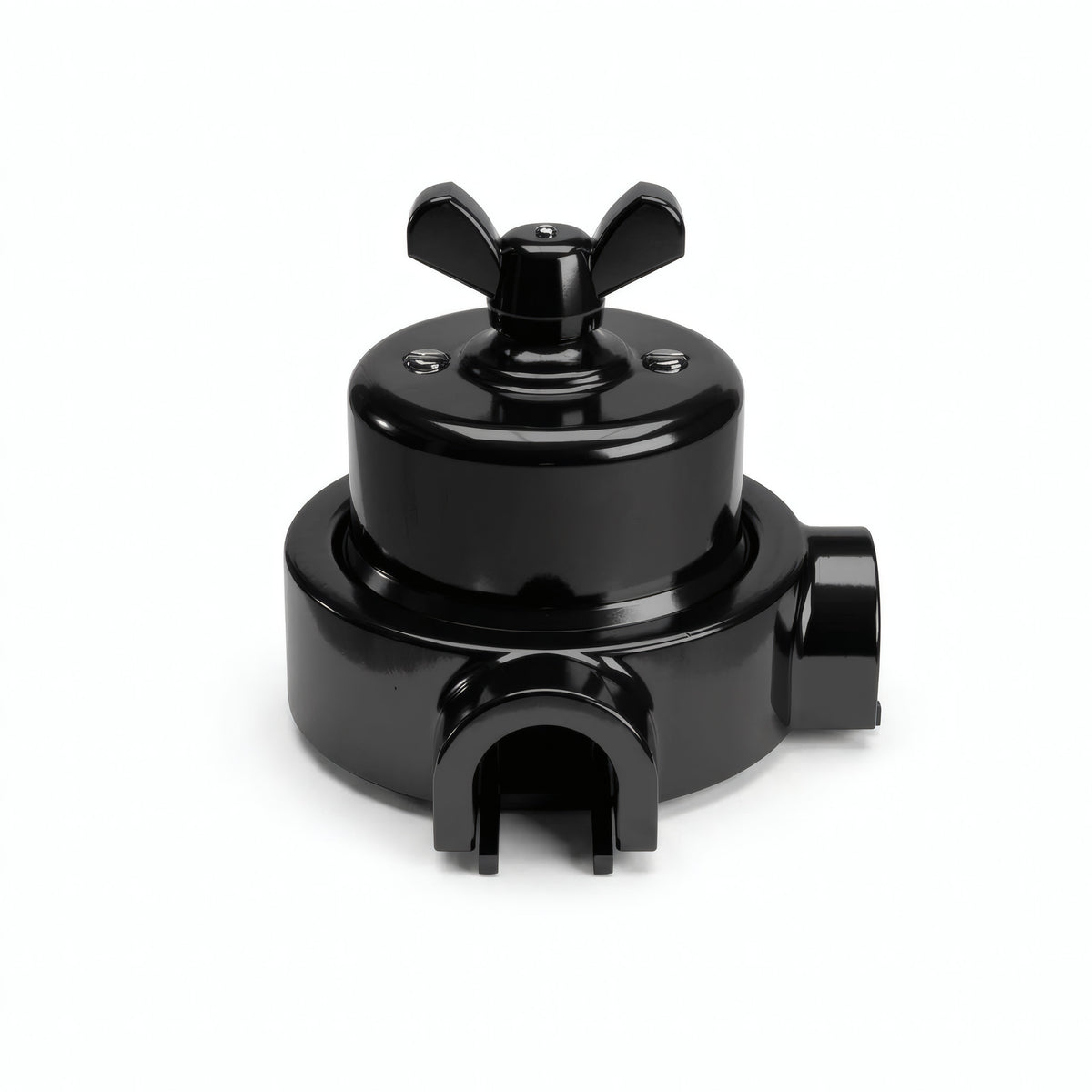 Kit va-et-vient à écrou papillon et socle en porcelaine — Noir / Noir / 2 sorties