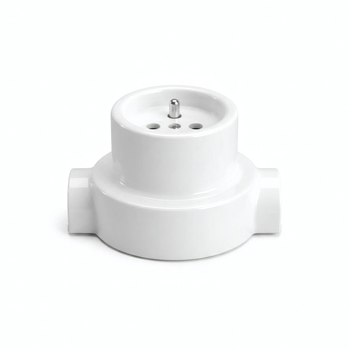 Kit prise murale et socle en porcelaine — Française 2P+T 16 A / Blanc / 2 sorties en ligne