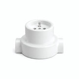 Kit prise murale et socle en porcelaine — Française 2P+T 16 A / Blanc / 2 sorties en ligne