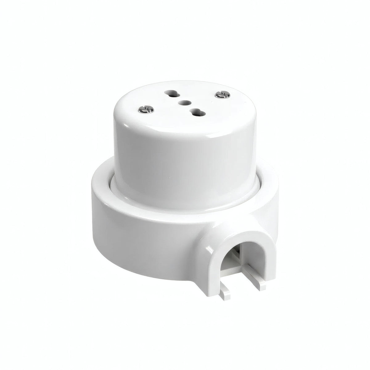 Kit prise murale et socle en porcelaine — Italienne 2P+T 10/16 A / Blanc / 1 sortie