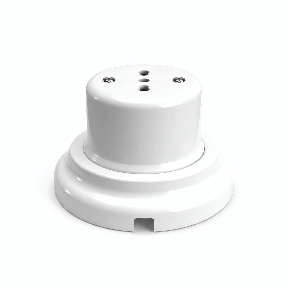 Kit prise murale et socle en porcelaine — Italienne 2P+T 10/16 A / Blanc / Plat Ø 100 mm