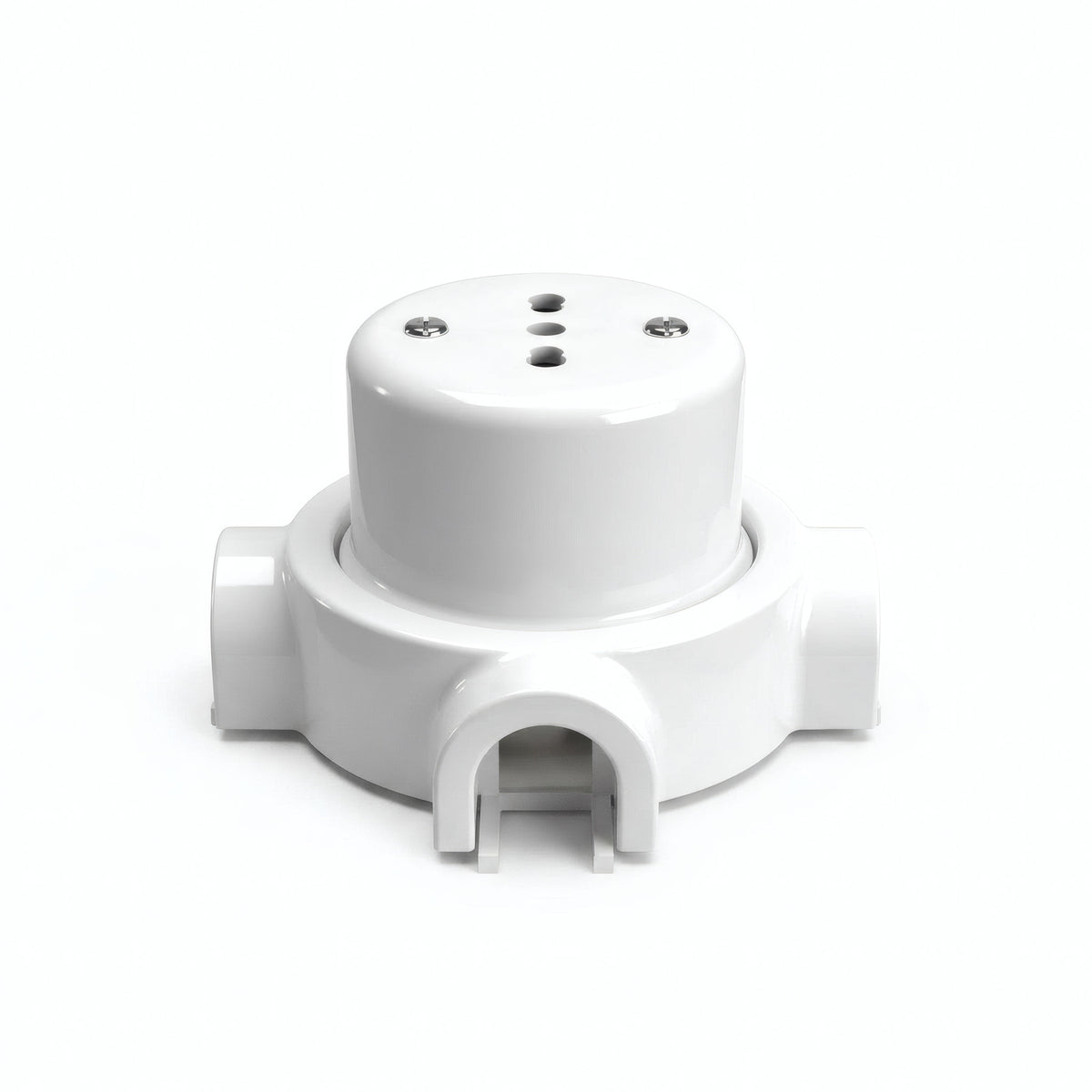 Kit prise murale et socle en porcelaine — Italienne 2P+T 10/16 A / Blanc / 3 sorties