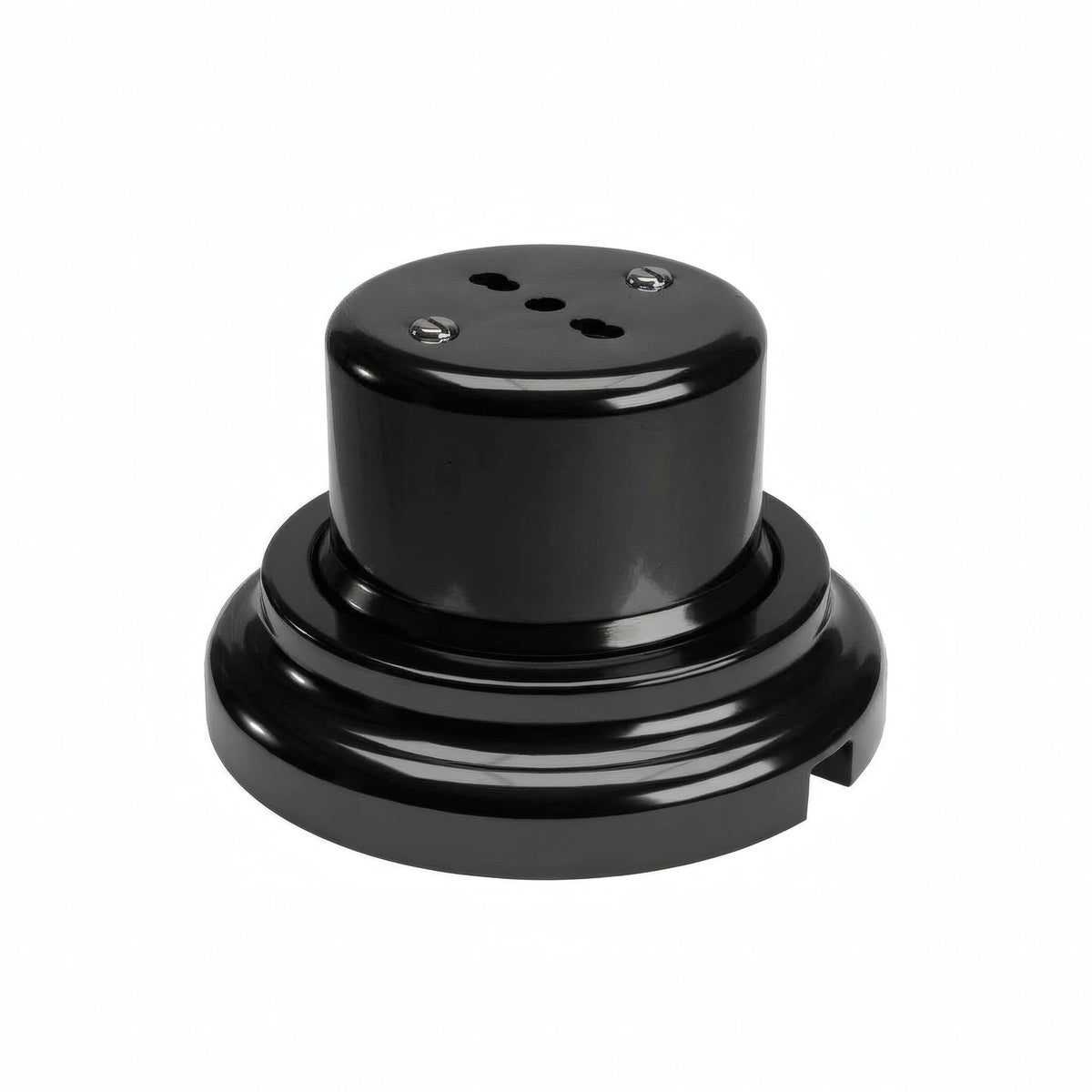 Kit prise murale et socle en porcelaine — Italienne 2P+T 10/16 A / Noir / Plat Ø 100 mm