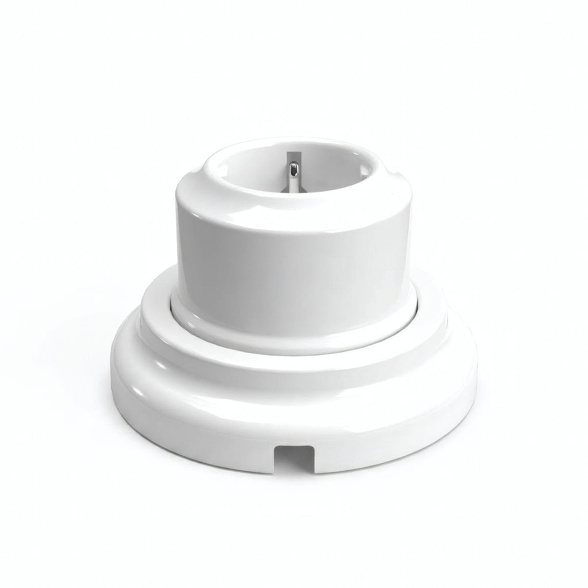Kit prise murale et socle en porcelaine — Schuko 2P+T 16 A / Blanc / Plat Ø 100 mm