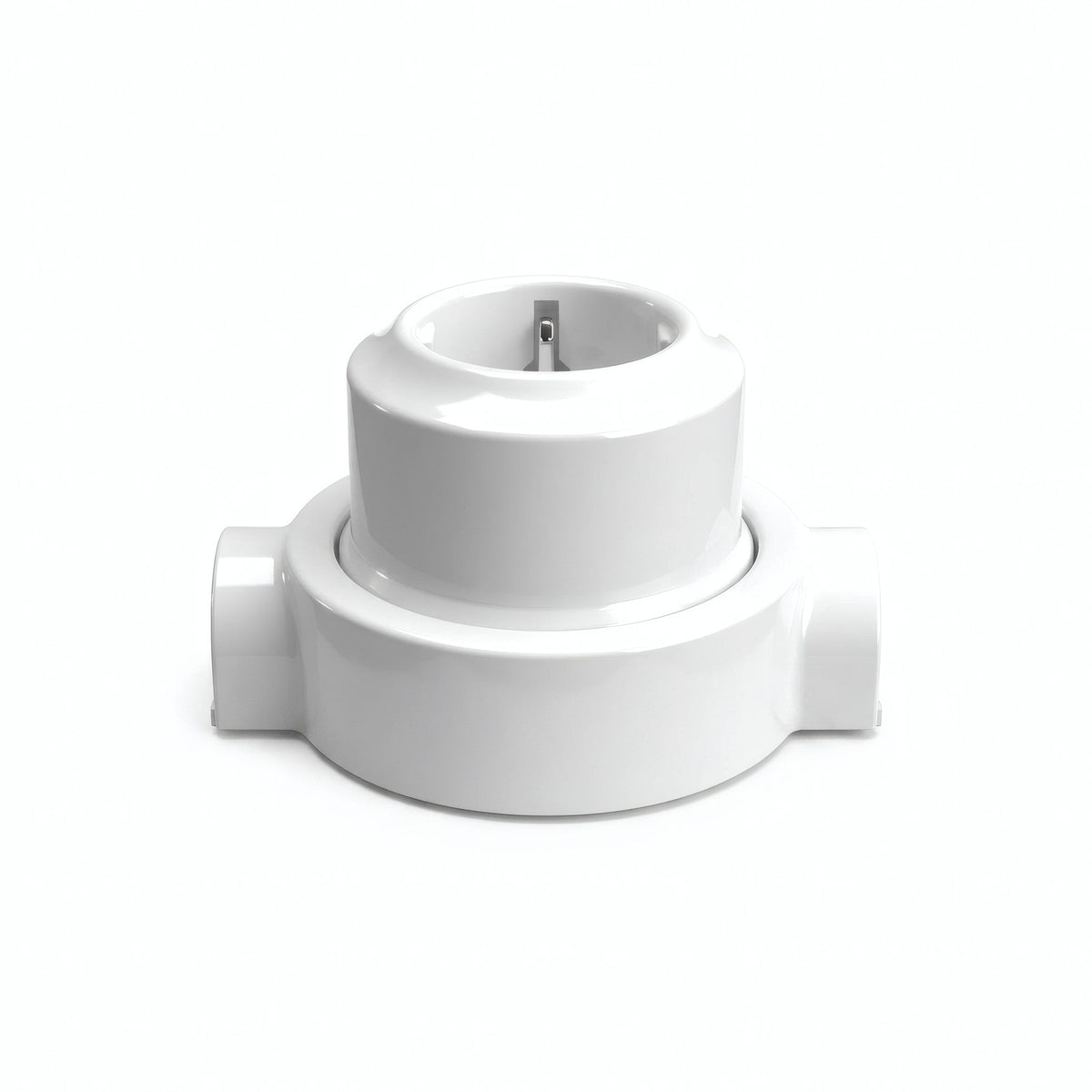 Kit prise murale et socle en porcelaine — Schuko 2P+T 16 A / Blanc / 2 sorties en ligne