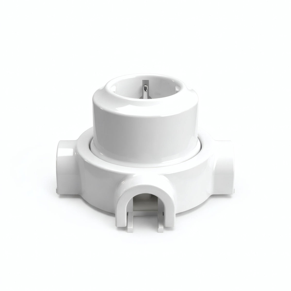 Kit prise murale et socle en porcelaine — Schuko 2P+T 16 A / Blanc / 3 sorties