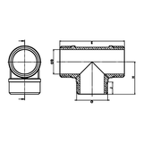 Dessin technique coté : Té égal M/M/M laiton (réf. 1131)