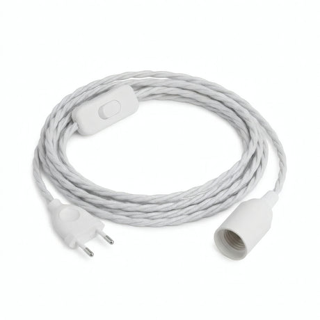 Lampe baladeuse câble textile torsadé, coton blanc optique, douille E14
