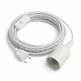 Lampe baladeuse câble textile torsadé, coton blanc optique, douille E27